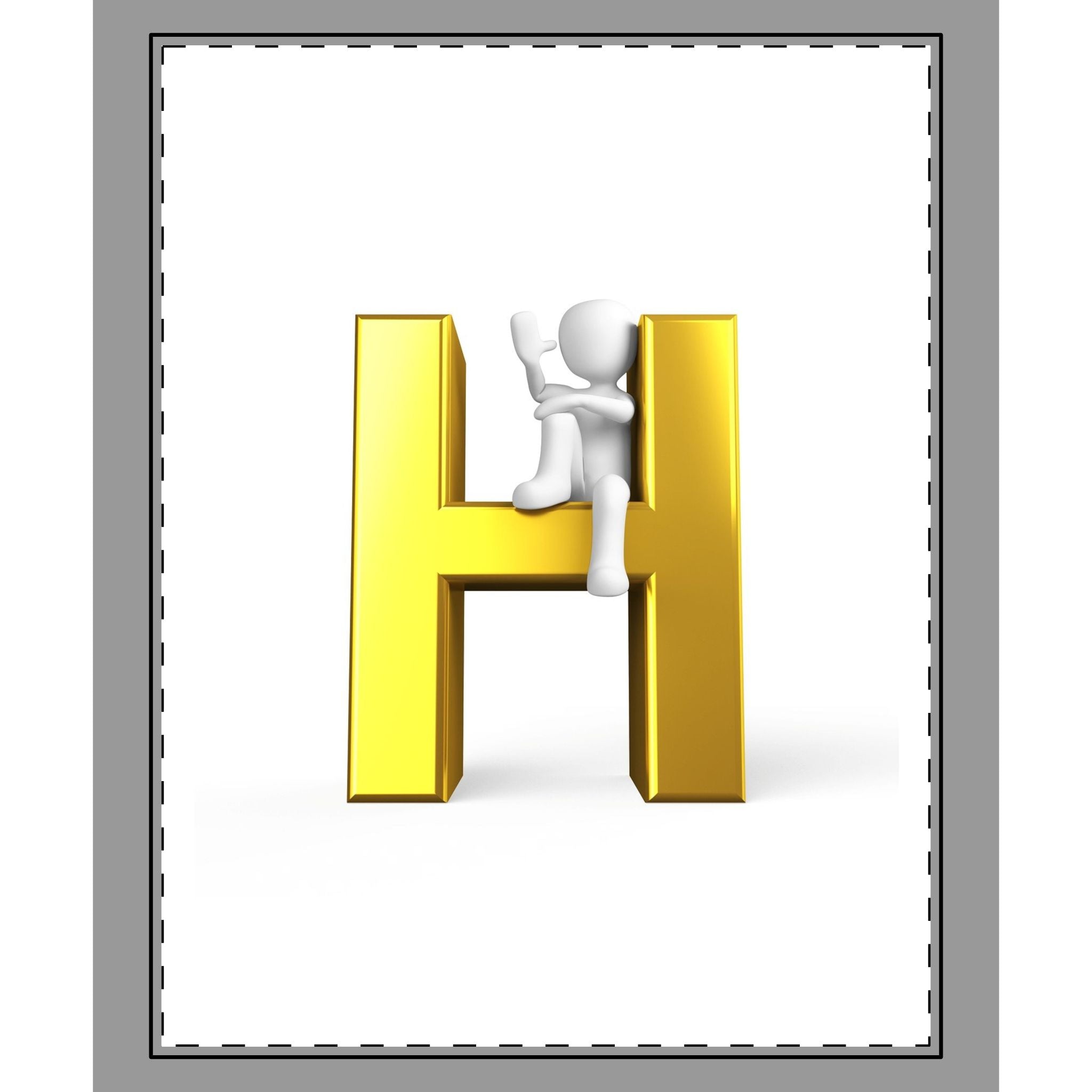 Couvre-lit lettre H 3D dorée avec motif grimpeur