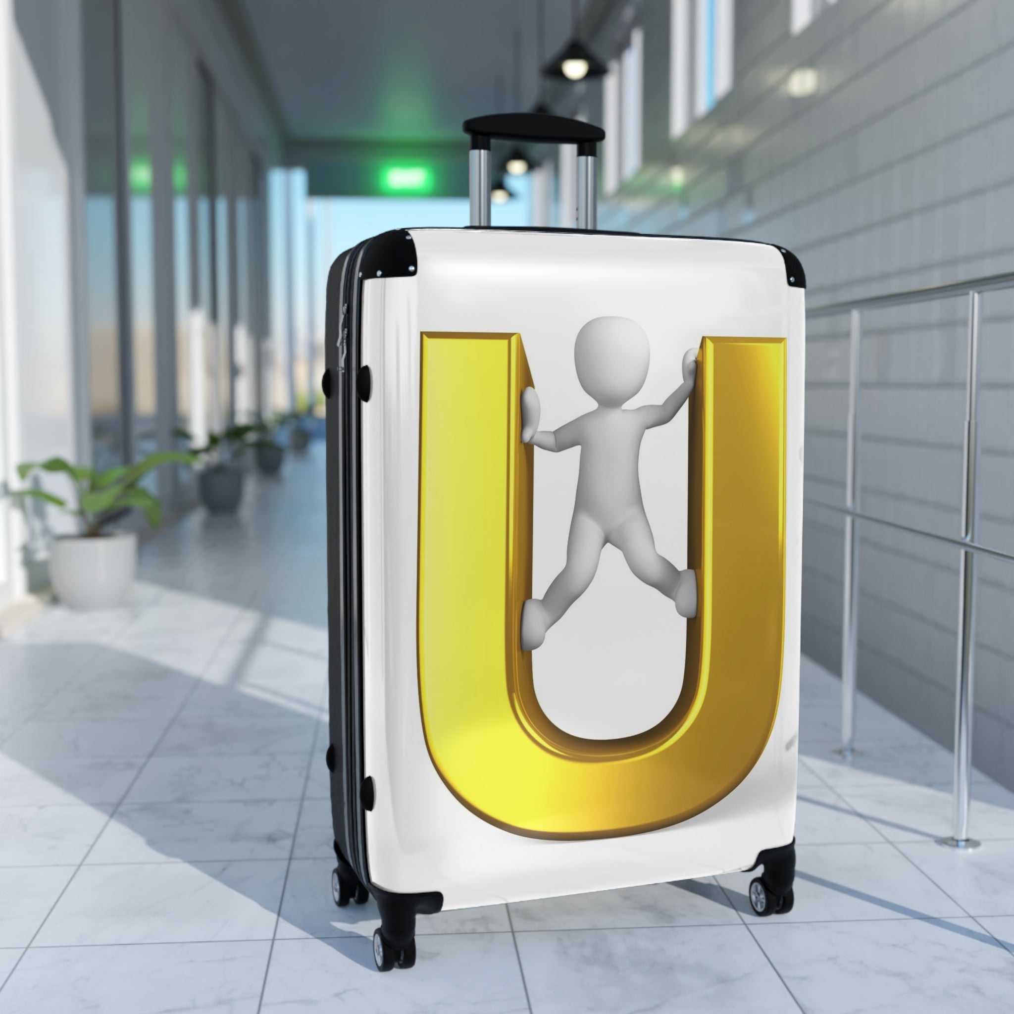 Gold Letter U Luggage Cover Suitcase | Monogram Travel Accessory