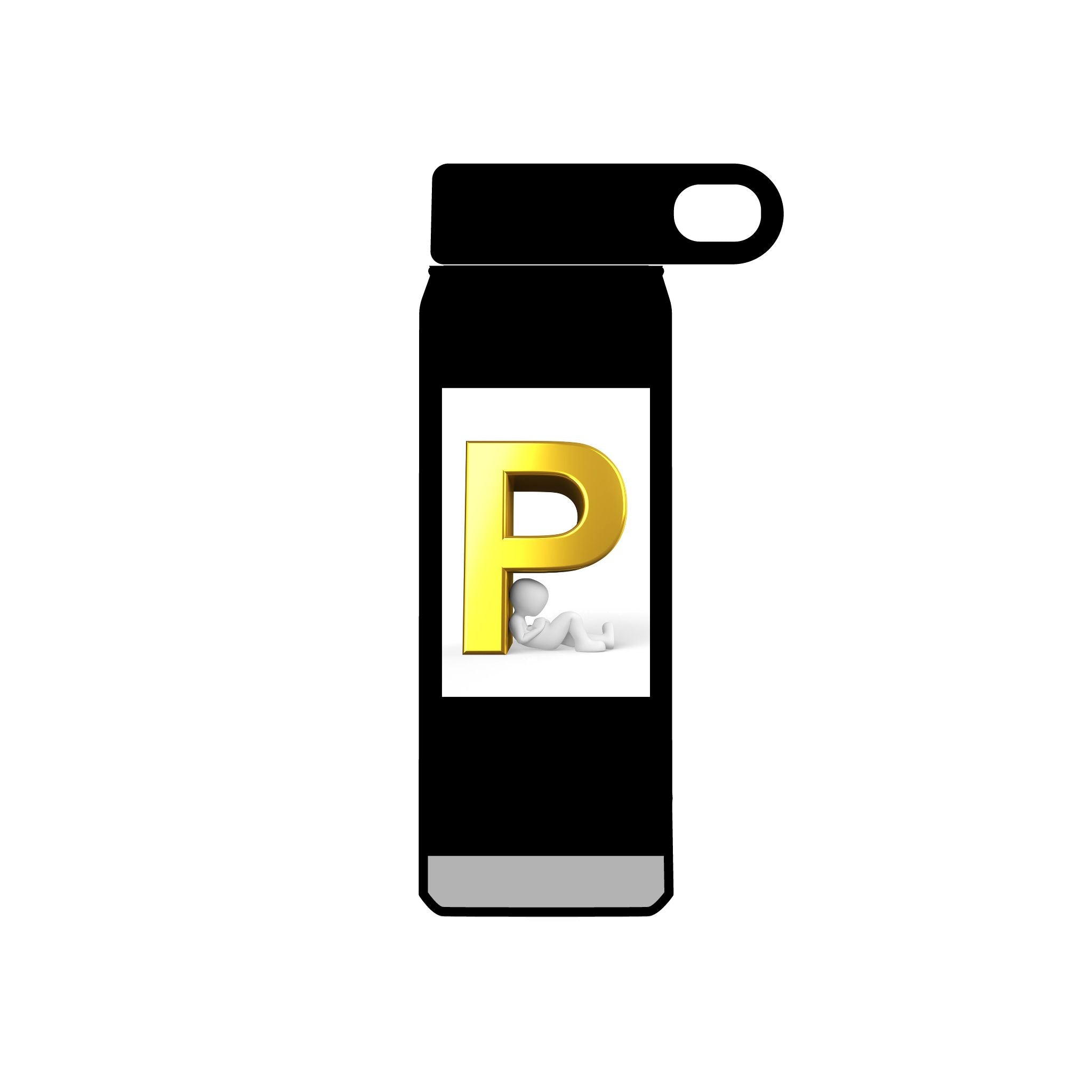Gold Letter P Monogram Water Bottle | 20oz Personalized Initial