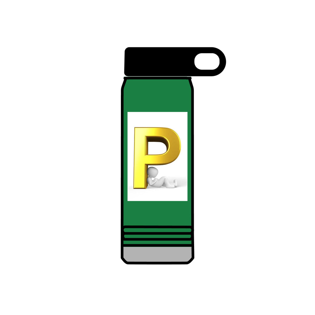 Gold Letter P Monogram Water Bottle | 20oz Personalized Initial