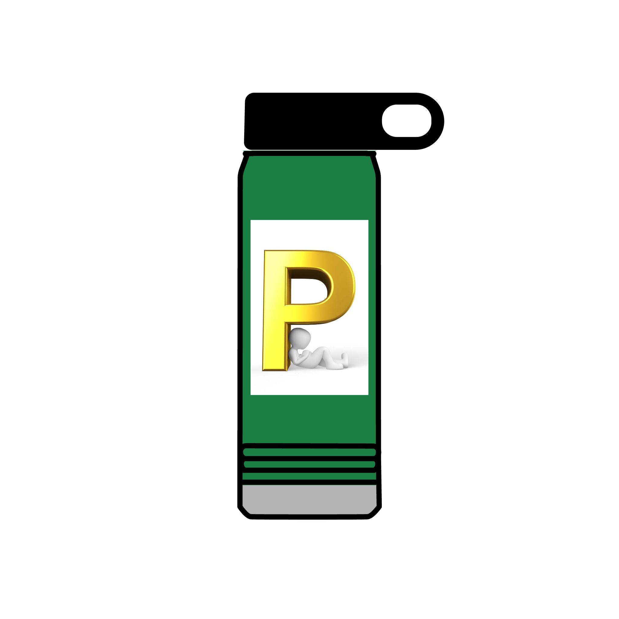 Gold Letter P Monogram Water Bottle | 20oz Personalized Initial
