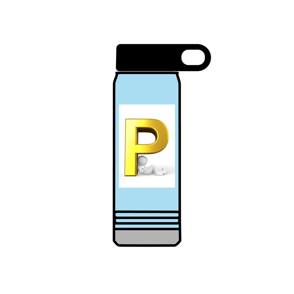 Gold Letter P Monogram Water Bottle | 20oz Personalized Initial