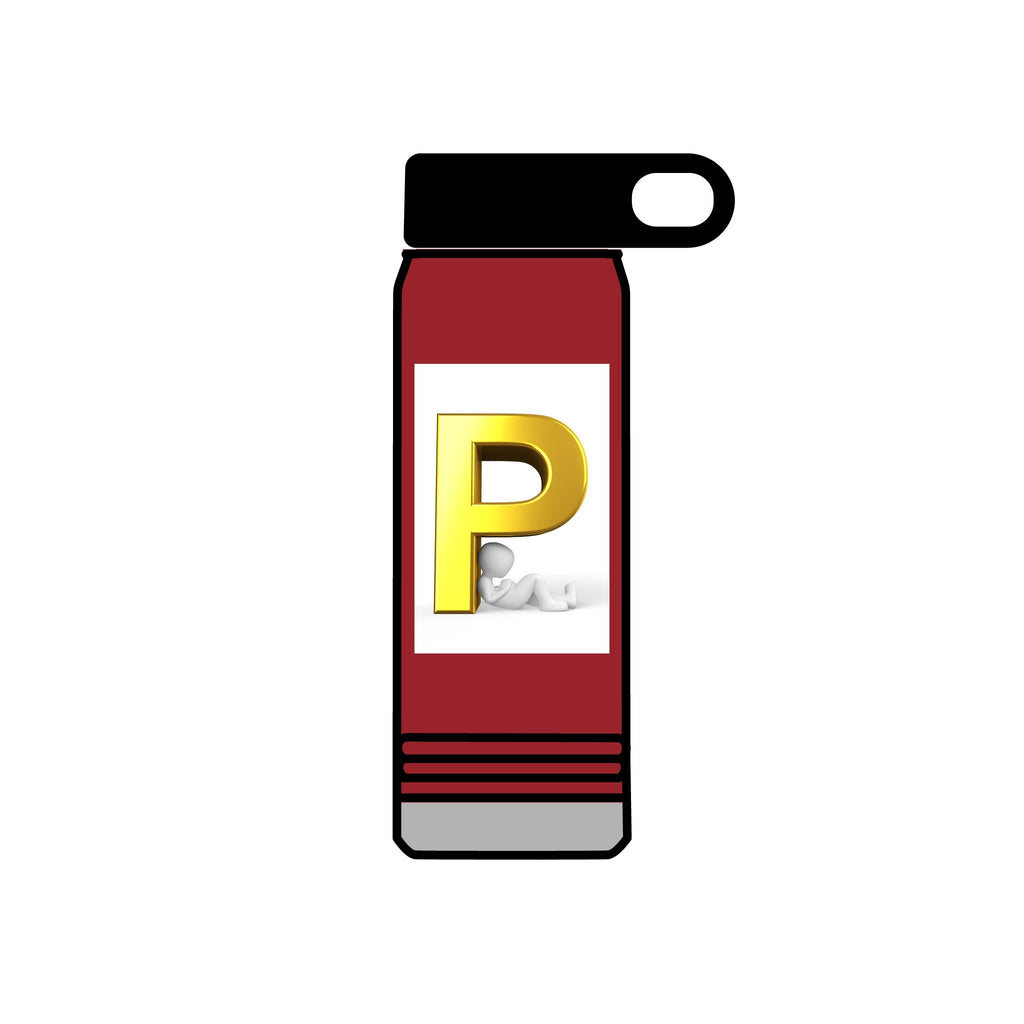 Gold Letter P Monogram Water Bottle | 20oz Personalized Initial