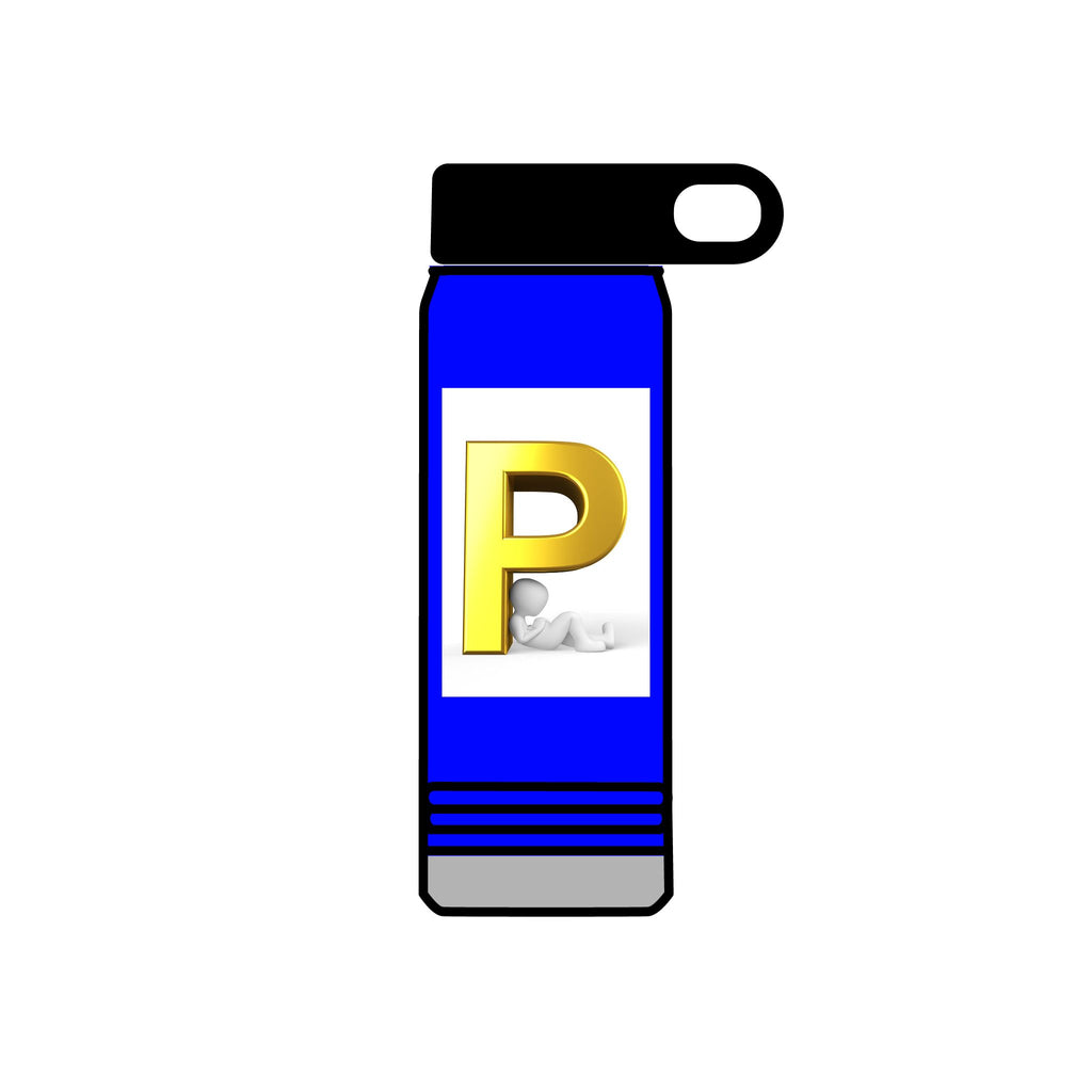 Gold Letter P Monogram Water Bottle | 20oz Personalized Initial