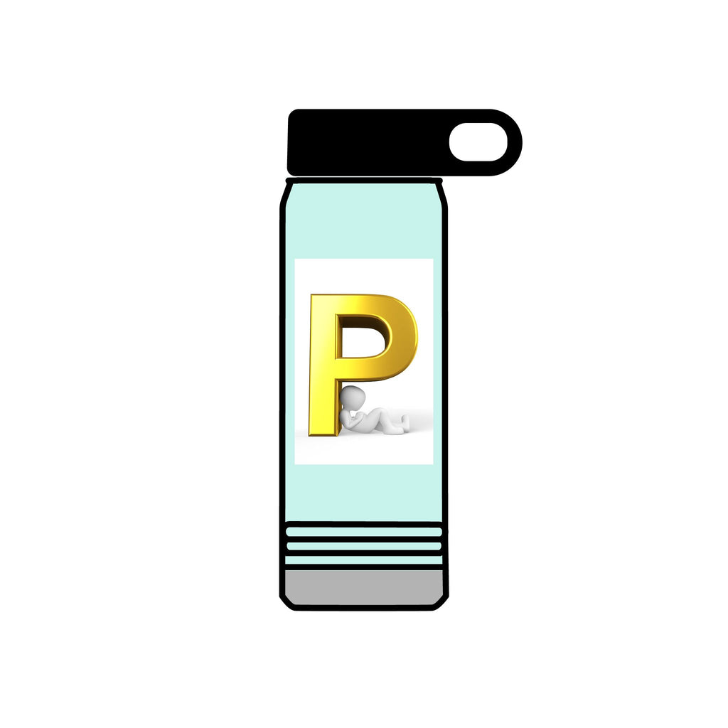 Gold Letter P Monogram Water Bottle | 20oz Personalized Initial