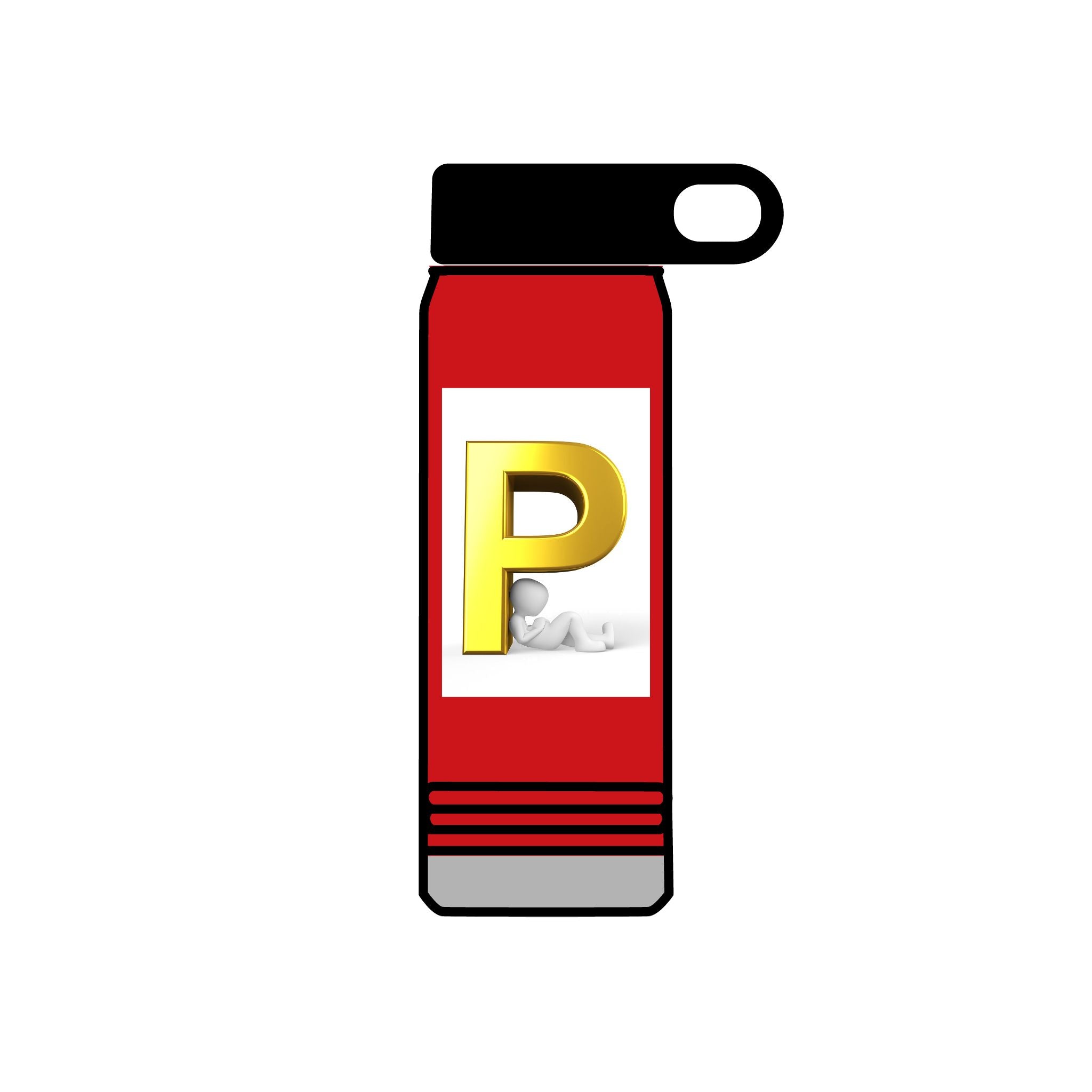 Gold Letter P Monogram Water Bottle | 20oz Personalized Initial