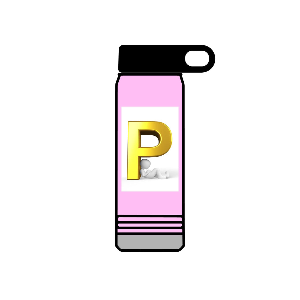Gold Letter P Monogram Water Bottle | 20oz Personalized Initial