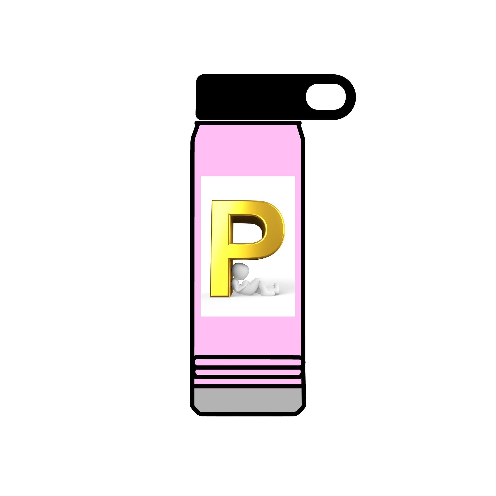 Gold Letter P Monogram Water Bottle | 20oz Personalized Initial