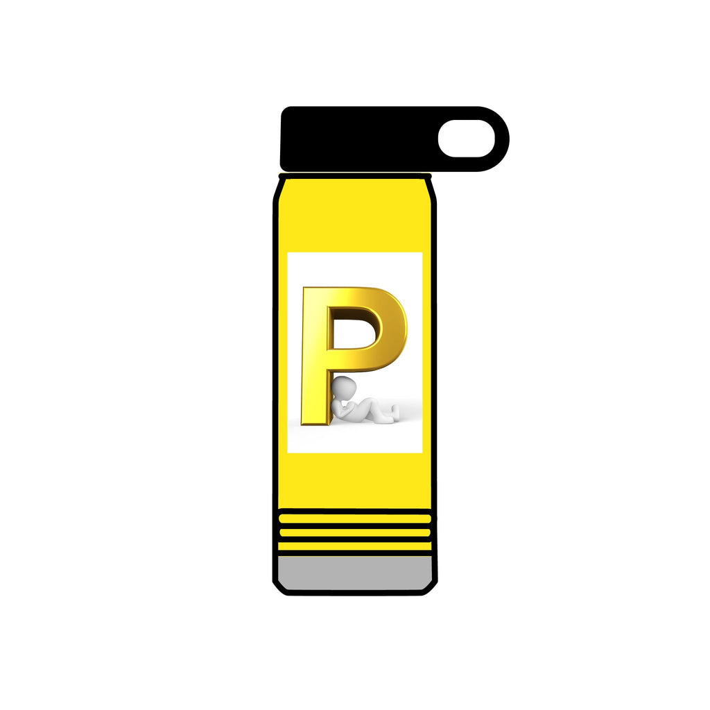 Gold Letter P Monogram Water Bottle | 20oz Personalized Initial