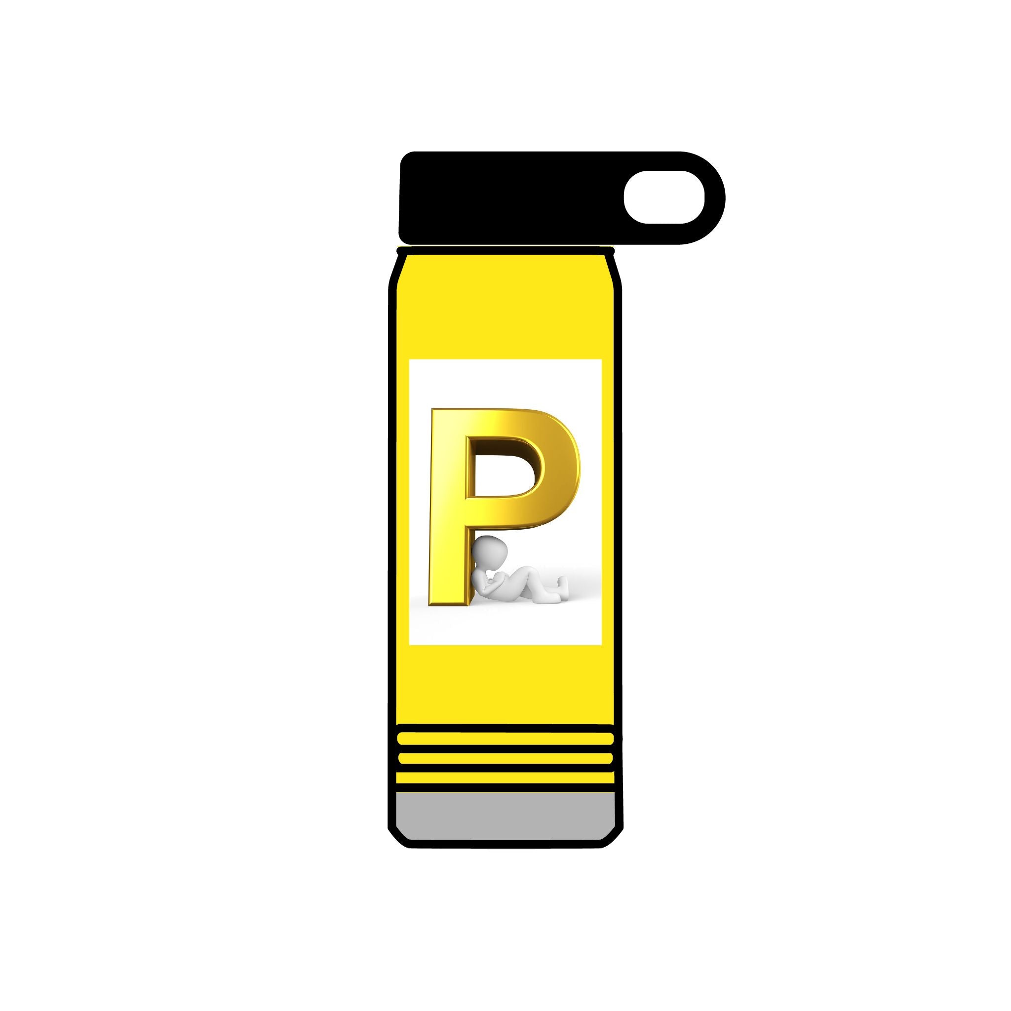 Gold Letter P Monogram Water Bottle | 20oz Personalized Initial