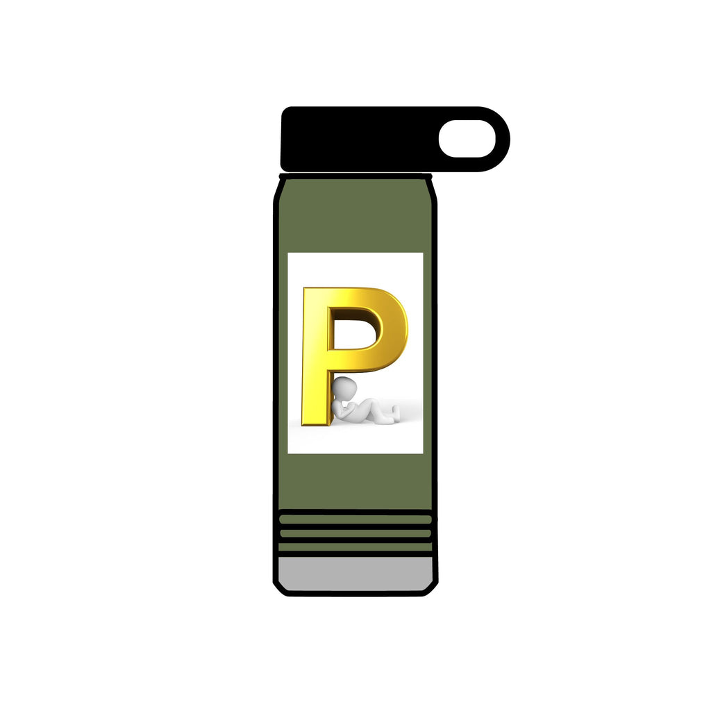 Gold Letter P Monogram Water Bottle | 20oz Personalized Initial