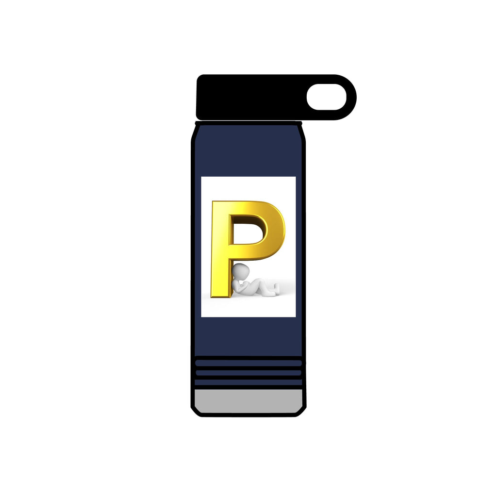 Gold Letter P Monogram Water Bottle | 20oz Personalized Initial