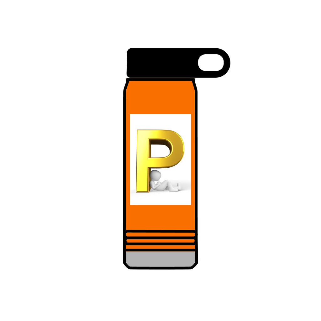 Gold Letter P Monogram Water Bottle | 20oz Personalized Initial