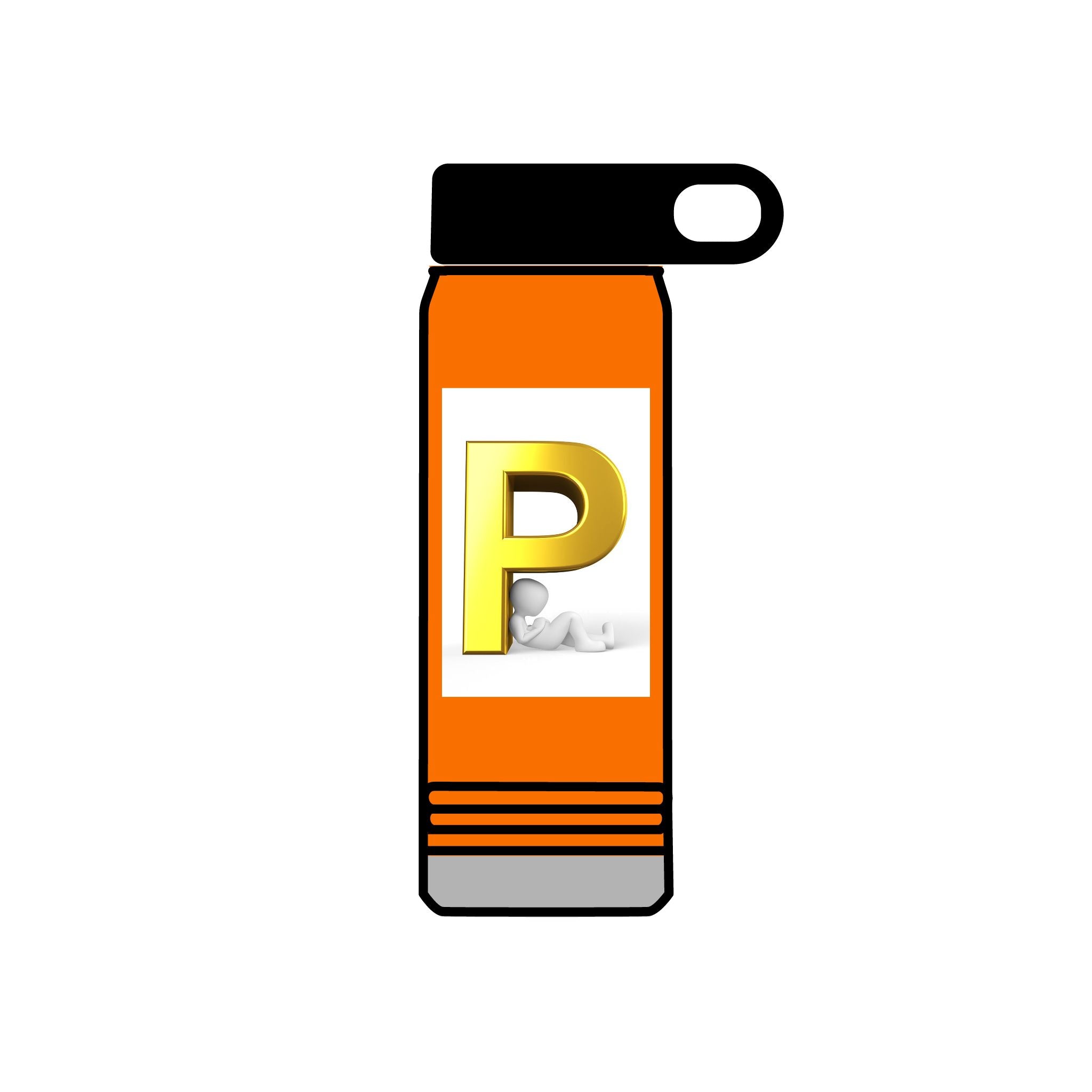 Gold Letter P Monogram Water Bottle | 20oz Personalized Initial