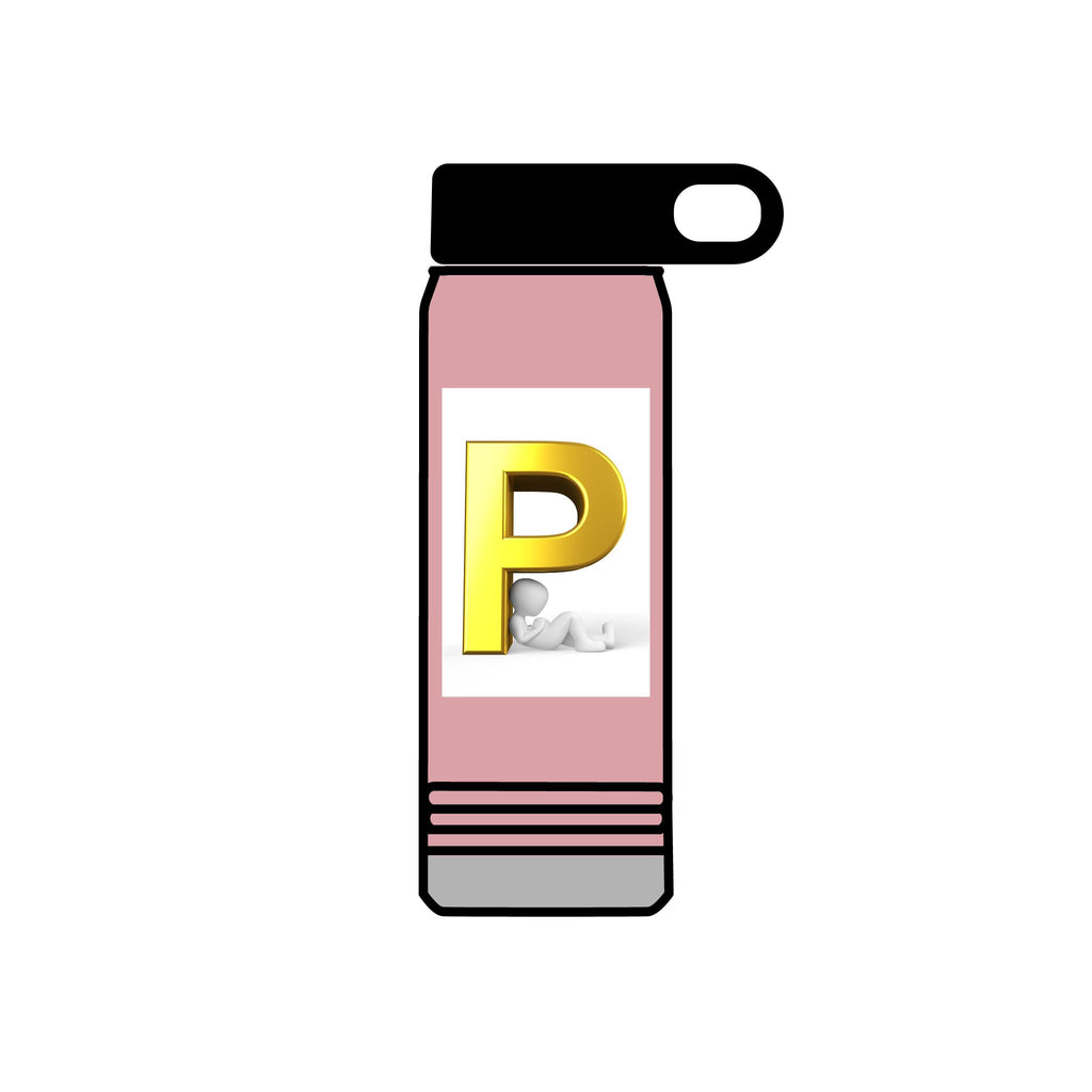 Gold Letter P Monogram Water Bottle | 20oz Personalized Initial
