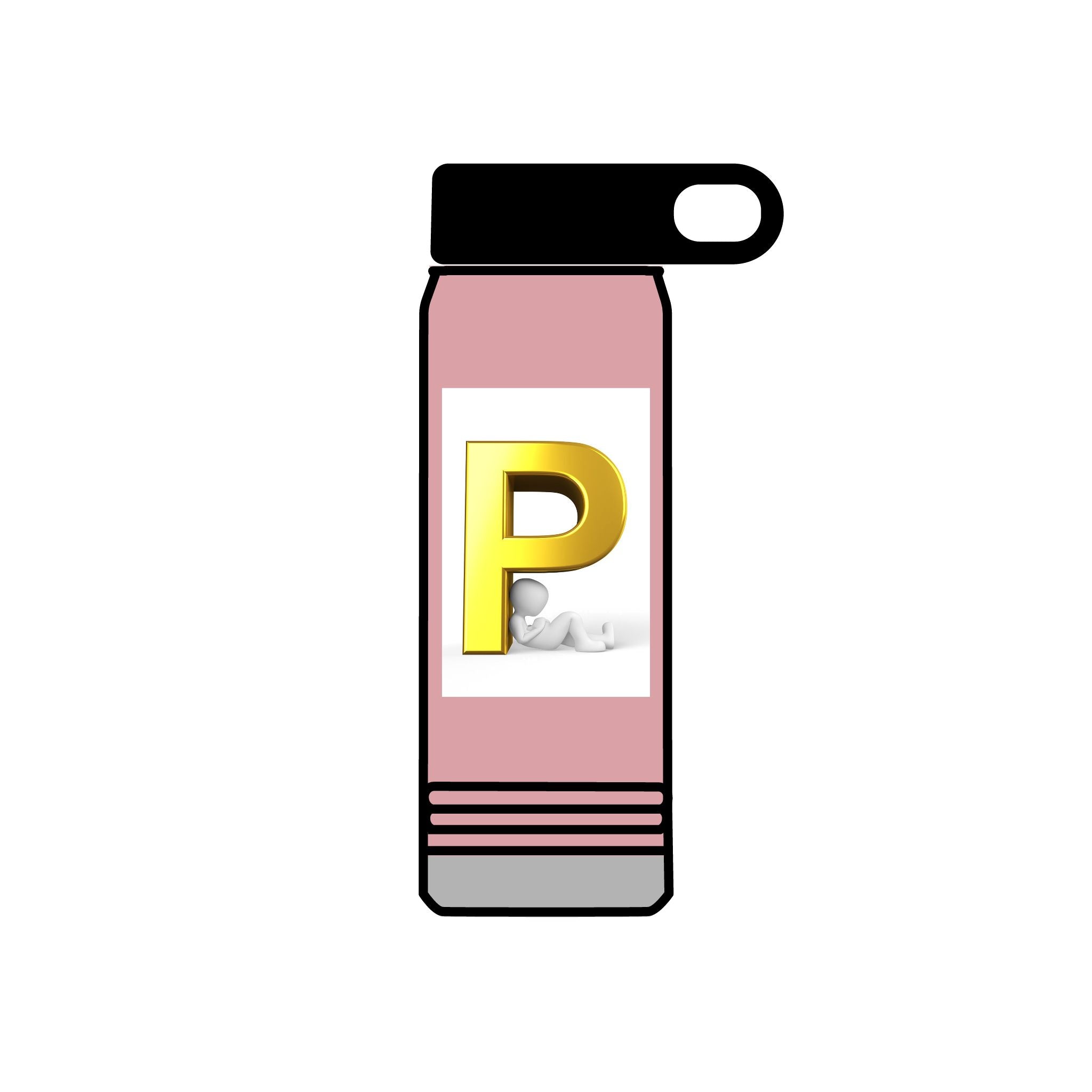 Gold Letter P Monogram Water Bottle | 20oz Personalized Initial