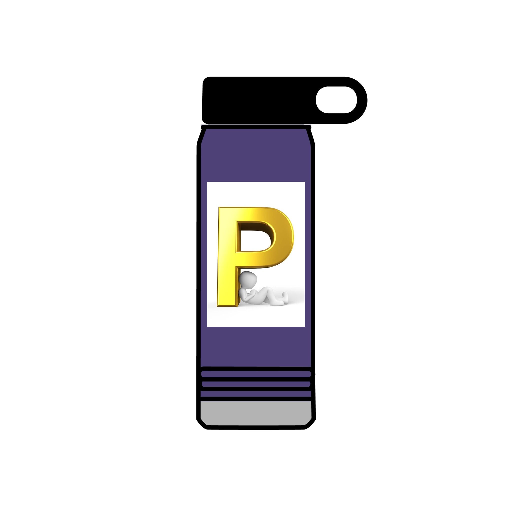 Gold Letter P Monogram Water Bottle | 20oz Personalized Initial