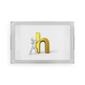 3D Person Pushing Gold Letter H Acrylic Serving Tray | Monogram Home Decor