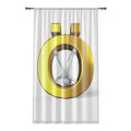 Gold Letter Ö with Figure Window Curtain | Modern Symbol Sheer Panel