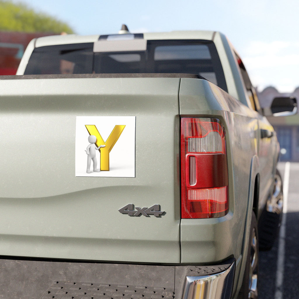 Gold Letter Y Character Car Magnet | Alphabet Monogram Magnet
