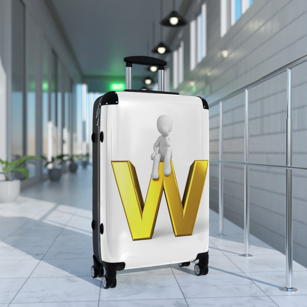Gold Letter W Monogram Suitcase | Initial Luggage Cover