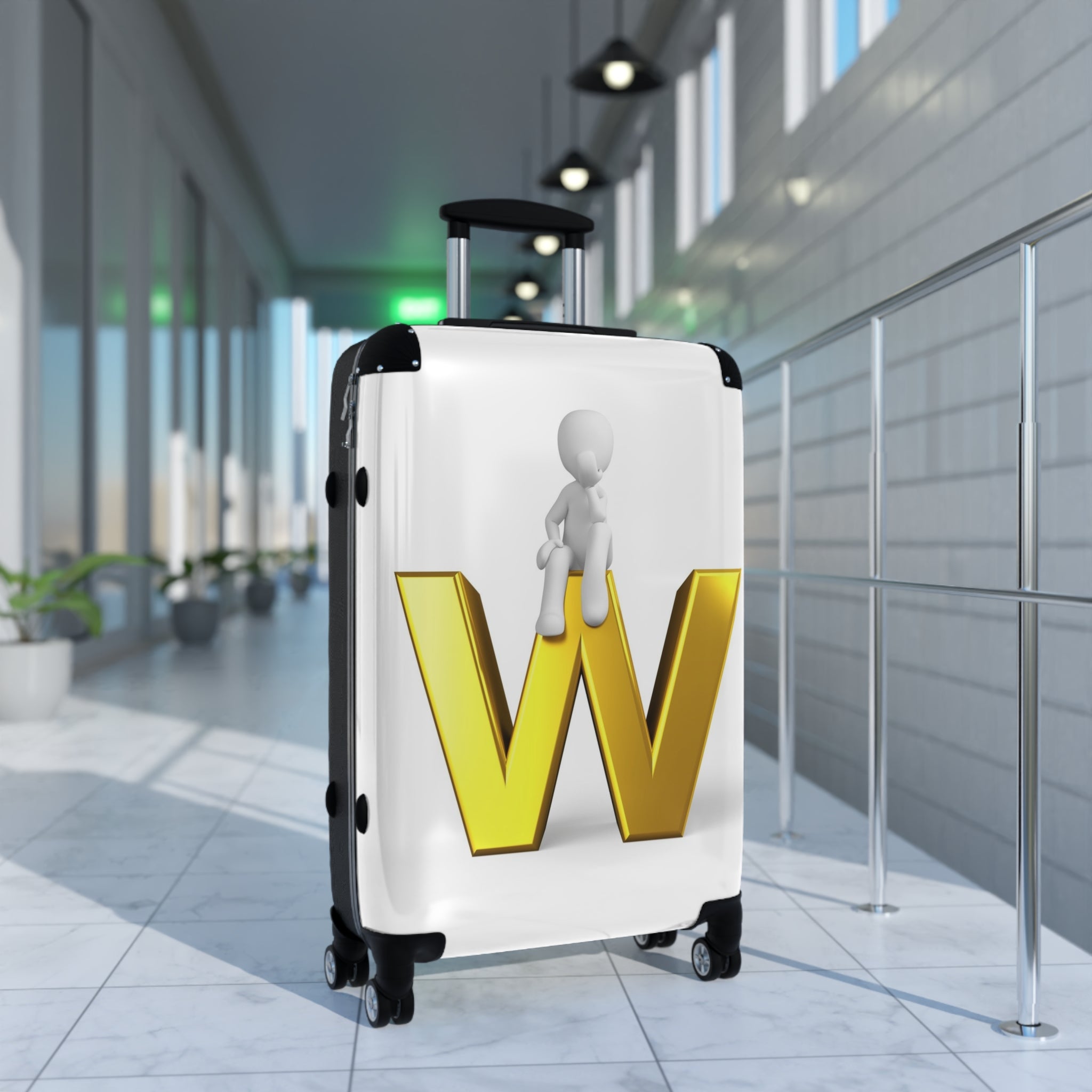 Gold Letter W Monogram Suitcase | Initial Luggage Cover