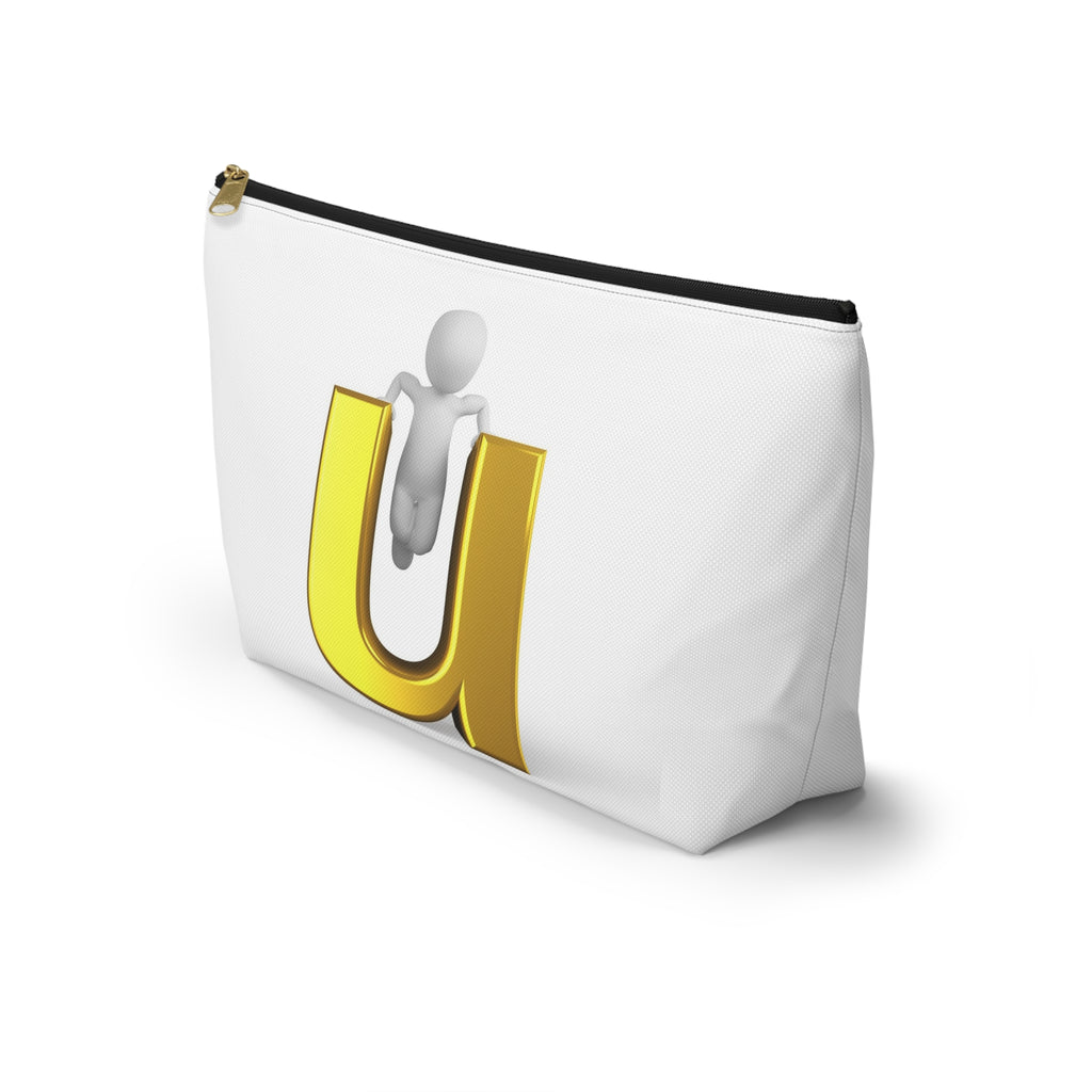3D Stick Figure Climbing Gold Letter U Accessory Pouch