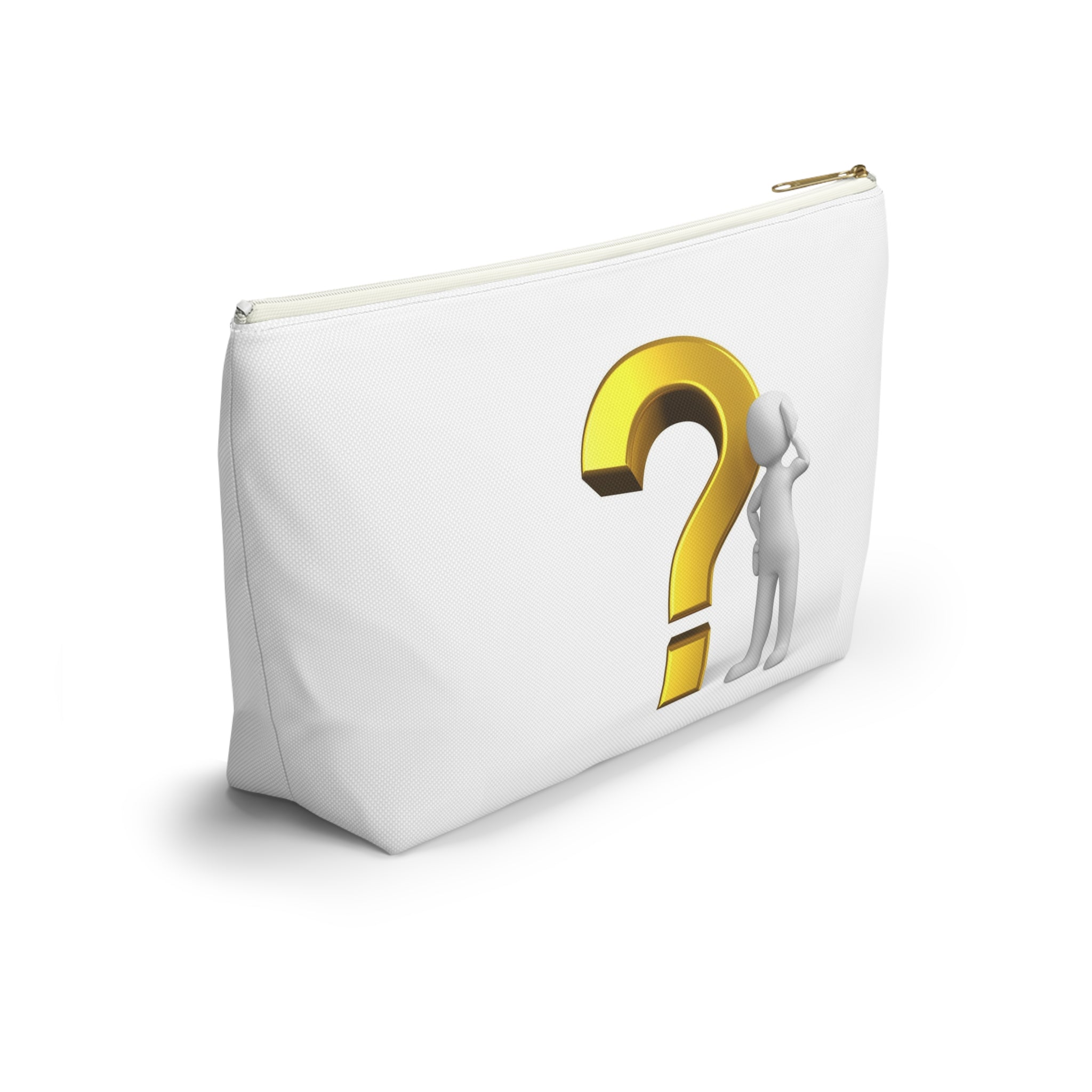 Gold Question Mark with Thinking Figure Accessory Pouch