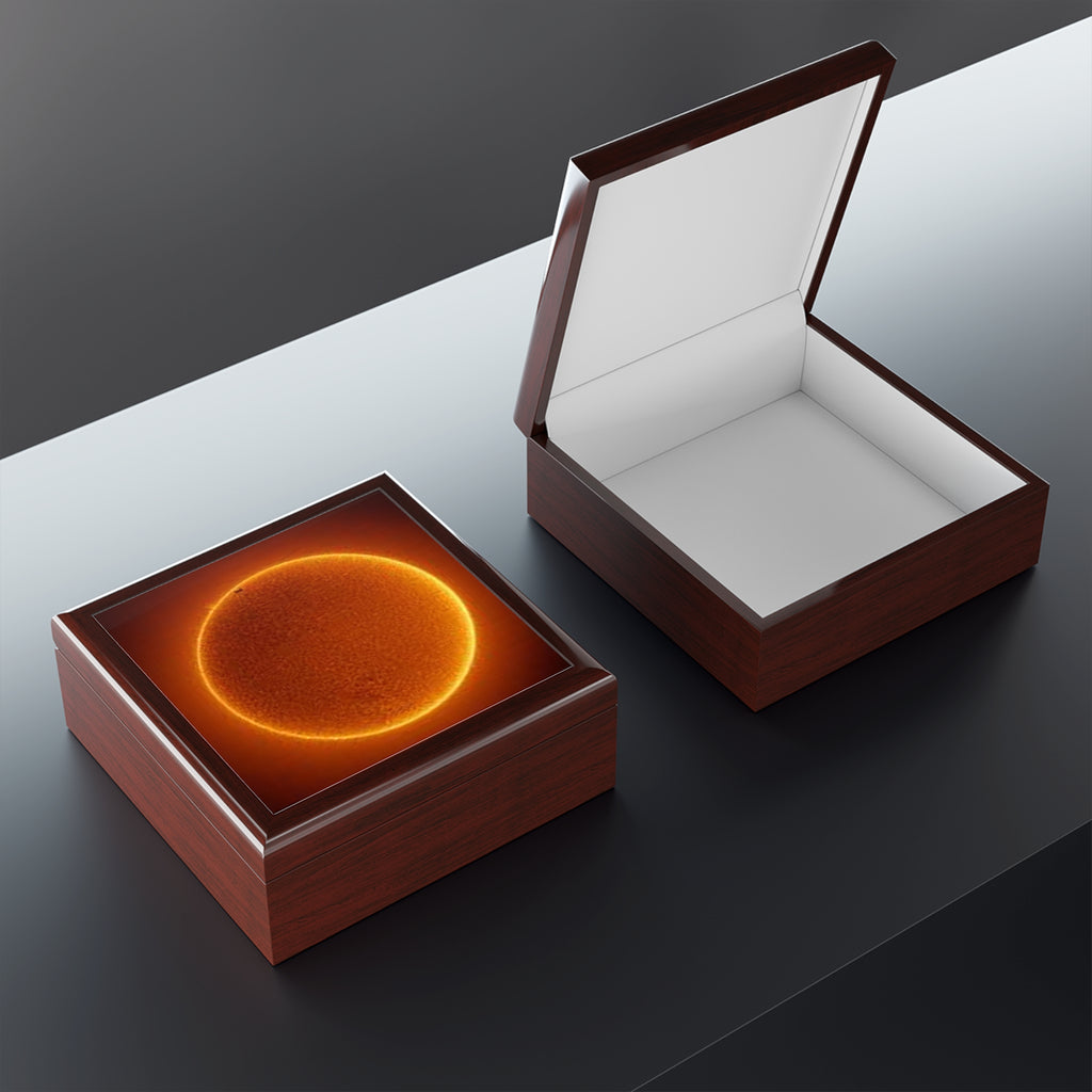 Solar Halo Jewelry Box | Sun Orb Artwork, Orange Astronomy Design