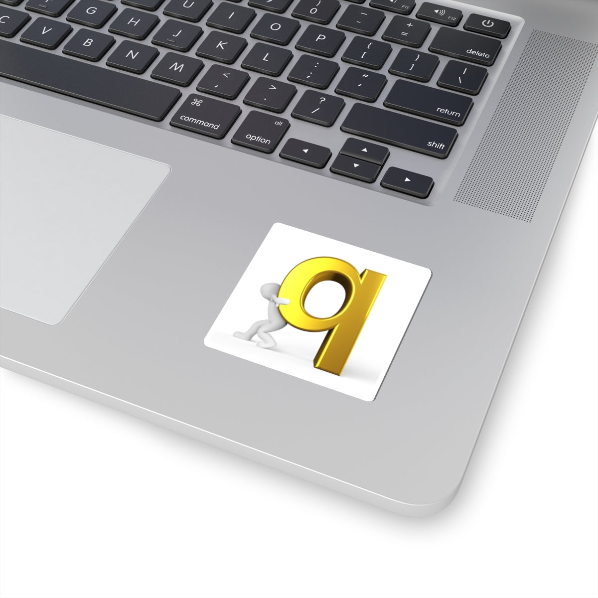 3D Gold Letter a Sticker | Push Character Alphabet Decal, Laptop Sticker