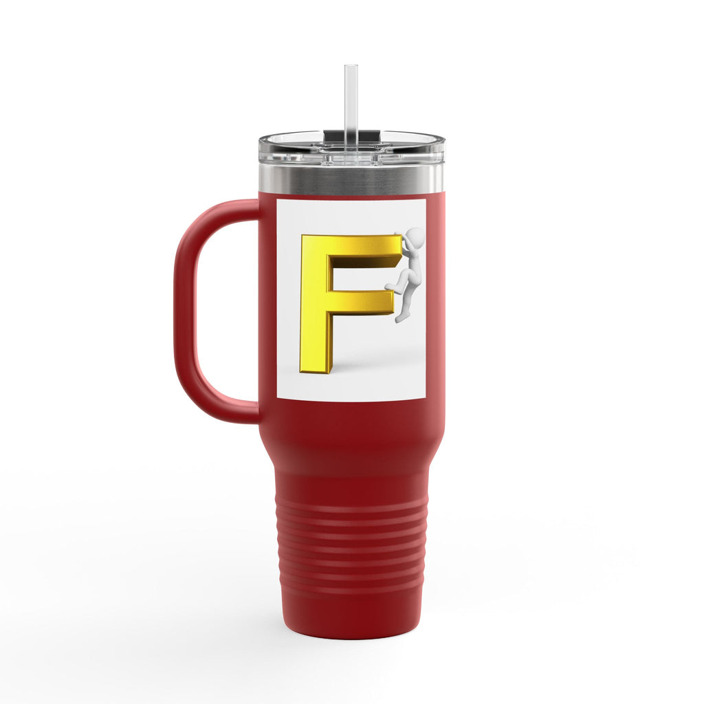 3D Figure Climbing Yellow Letter F Travel Mug | Insulated 40oz