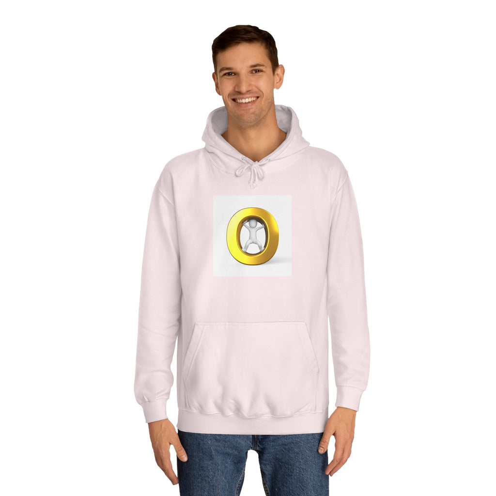 Gold Letter O with Abstract Figure Hoodie | Minimal Graphic Sweatshirt