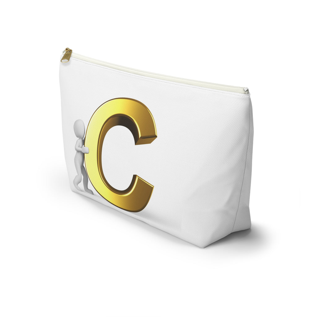 Gold Letter C Monogram Accessory Pouch | Initial Cosmetic Bag