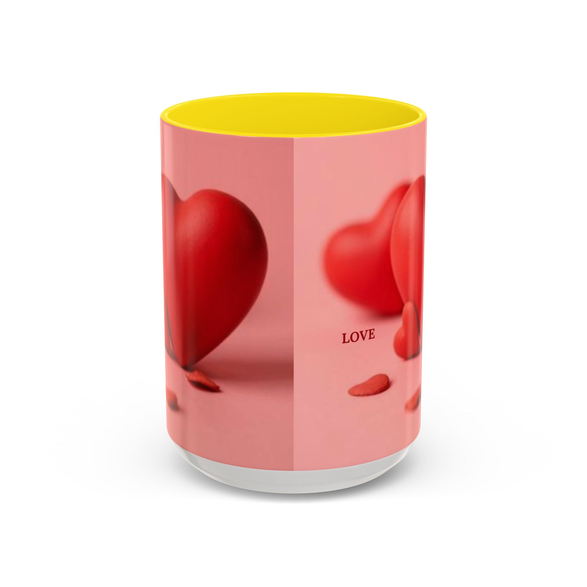 Red Heart Love Design Accent Coffee Mug | Valentine Heart Ceramic Mug