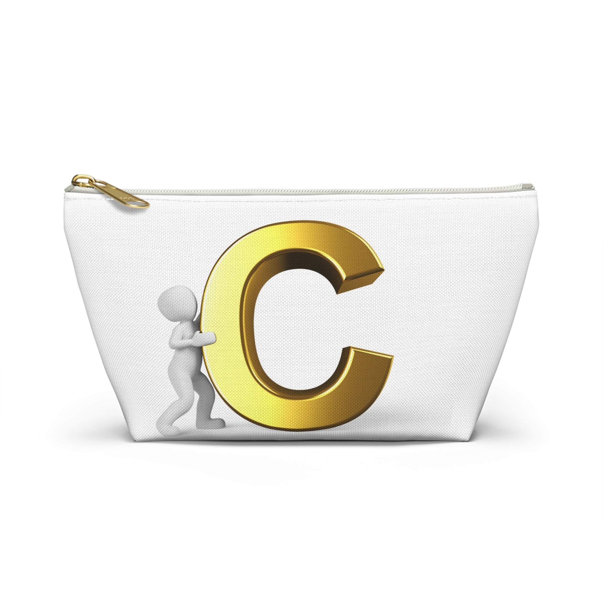 Gold Letter C Monogram Accessory Pouch | Initial Cosmetic Bag