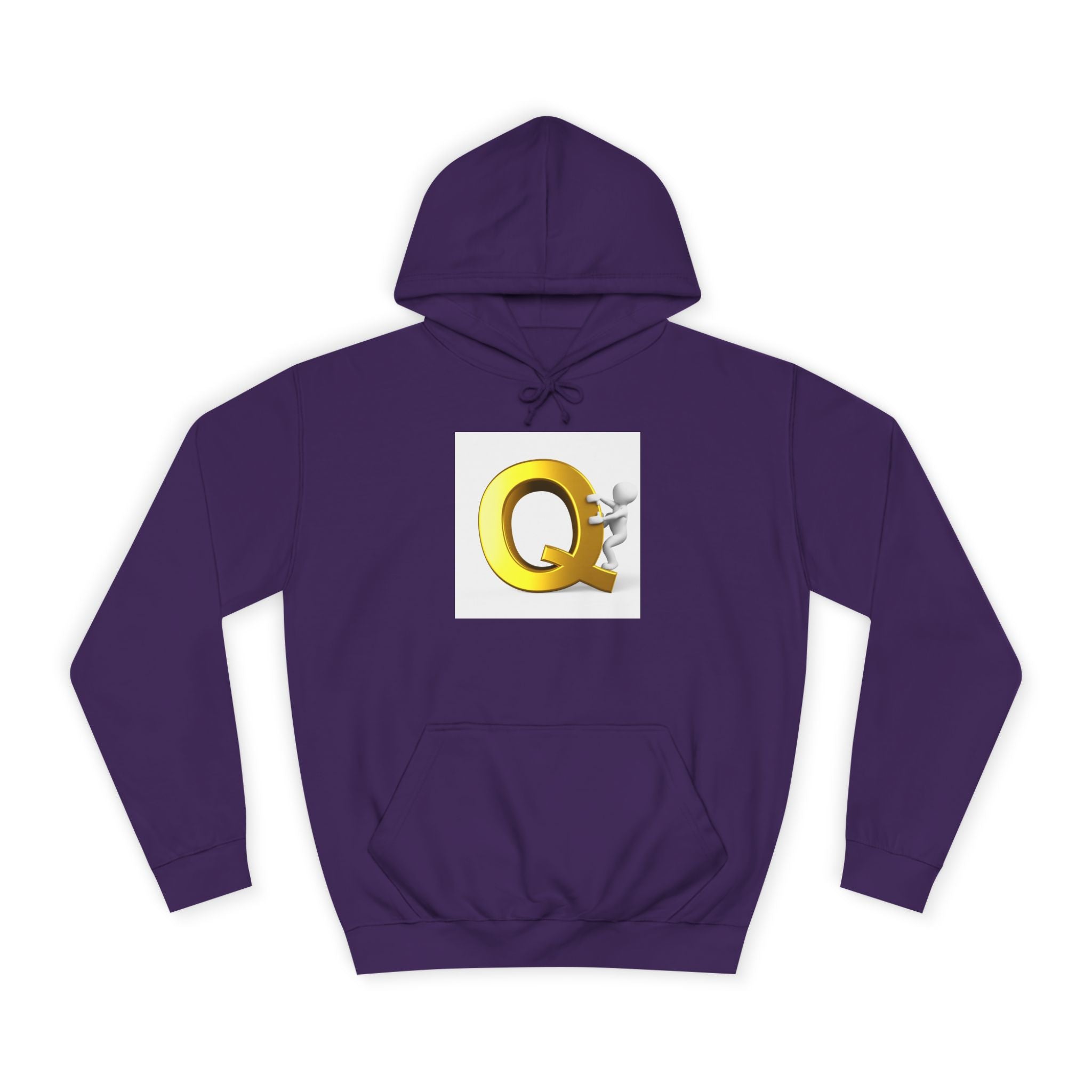 Golden Q Letter Hoodie | 3D Character Climbing Initial Sweatshirt