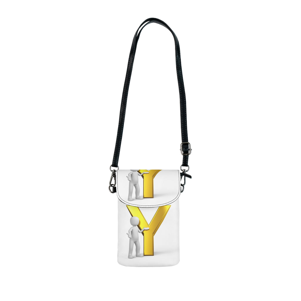 3D Yellow Letter Y with Figures Small Cell Phone Wallet | Crossbody Phone Pouch