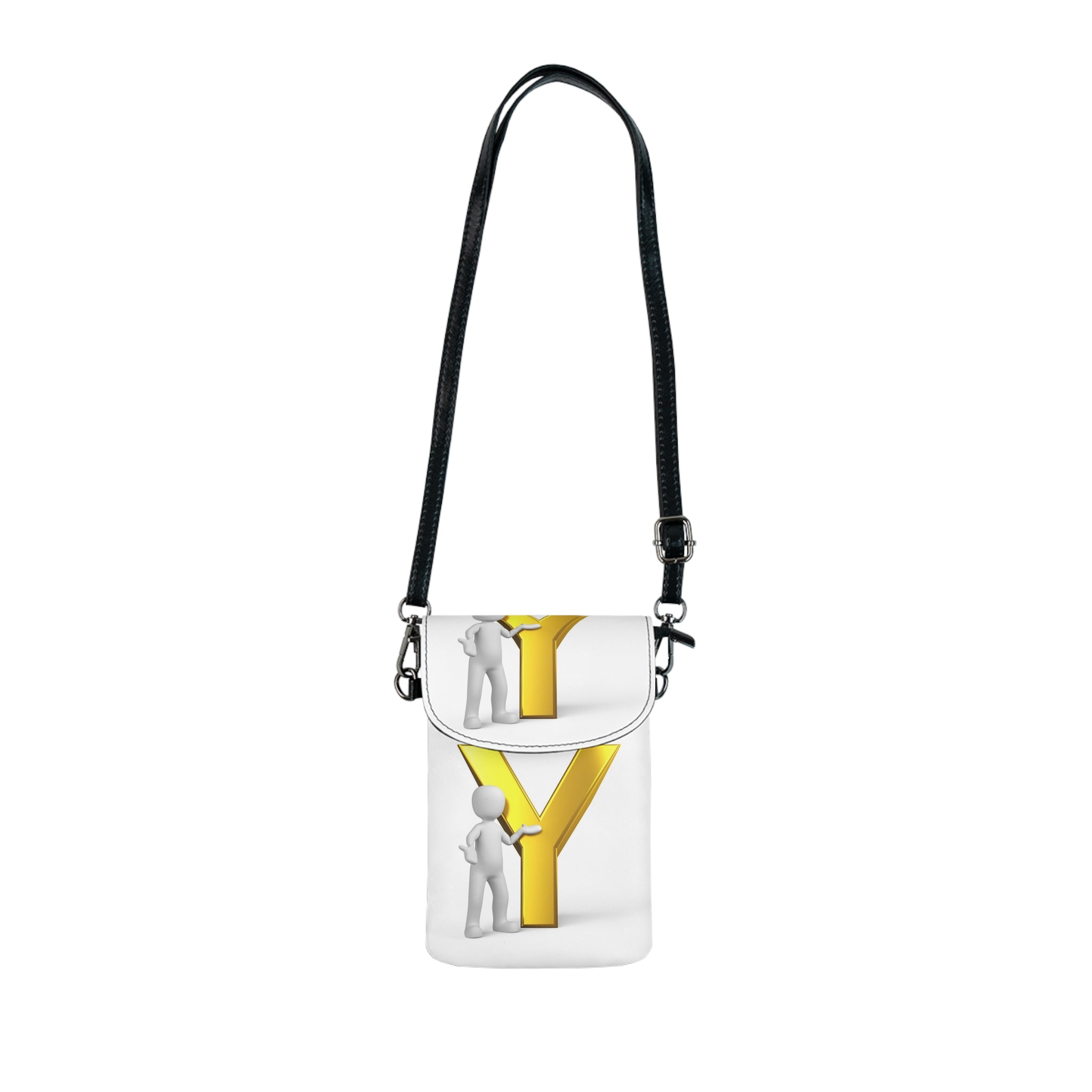 3D Yellow Letter Y with Figures Small Cell Phone Wallet | Crossbody Phone Pouch