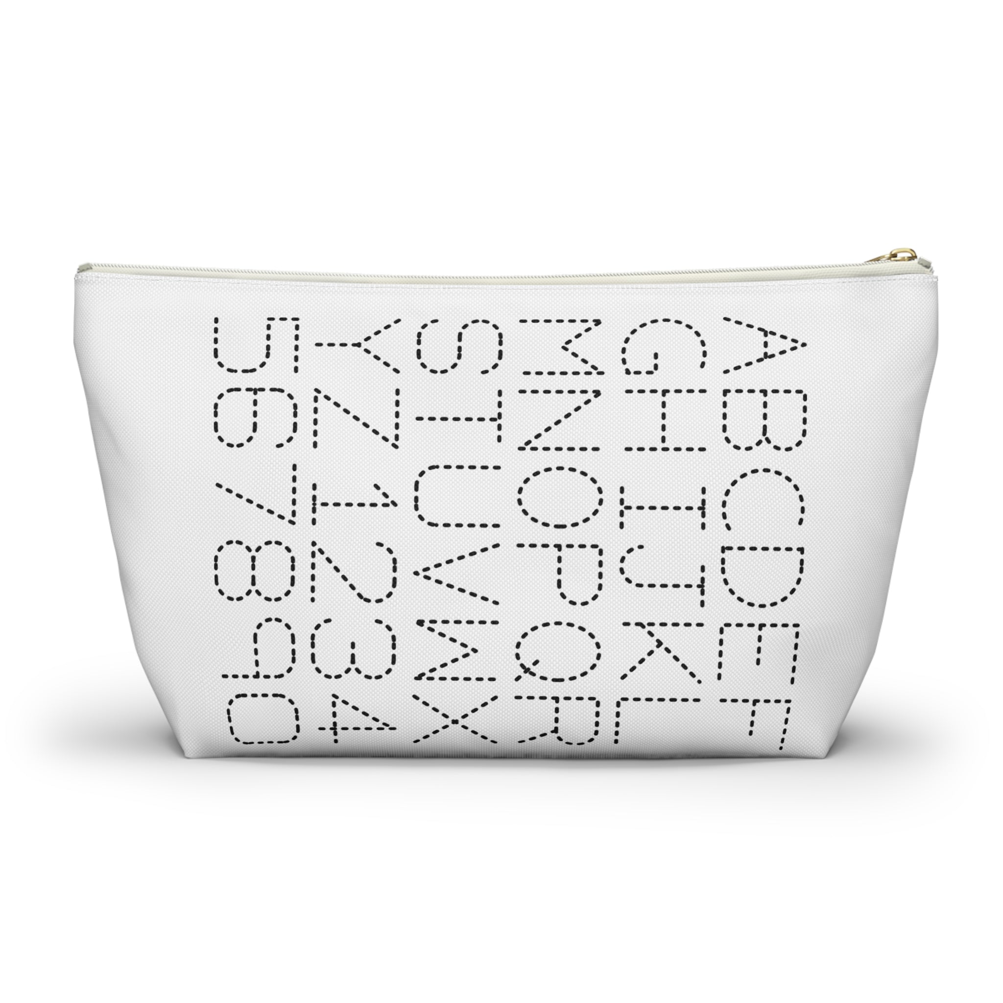 Dotted Alphabet & Numbers Accessory Pouch | T-Bottom Zip Bag