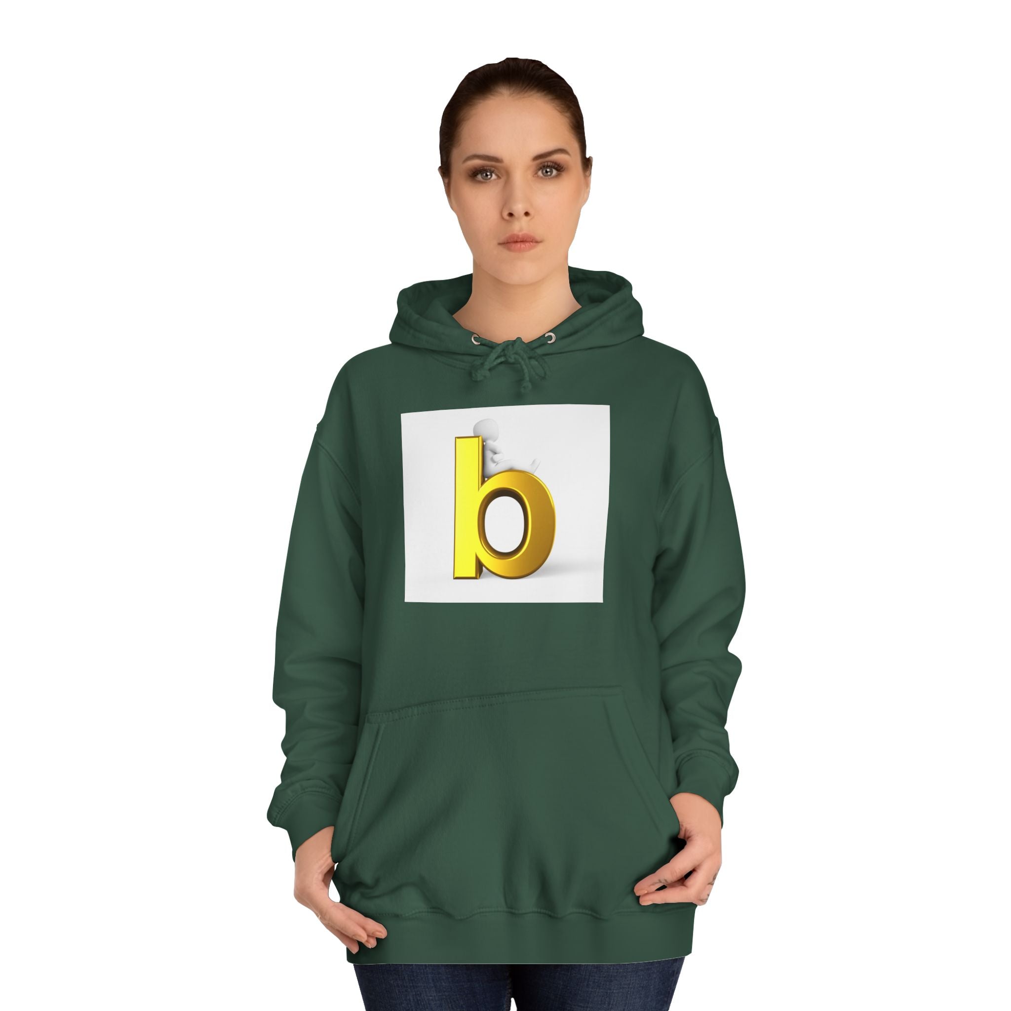 Yellow 3D Letter b Hoodie | Minimal Monogram Initial Sweatshirt