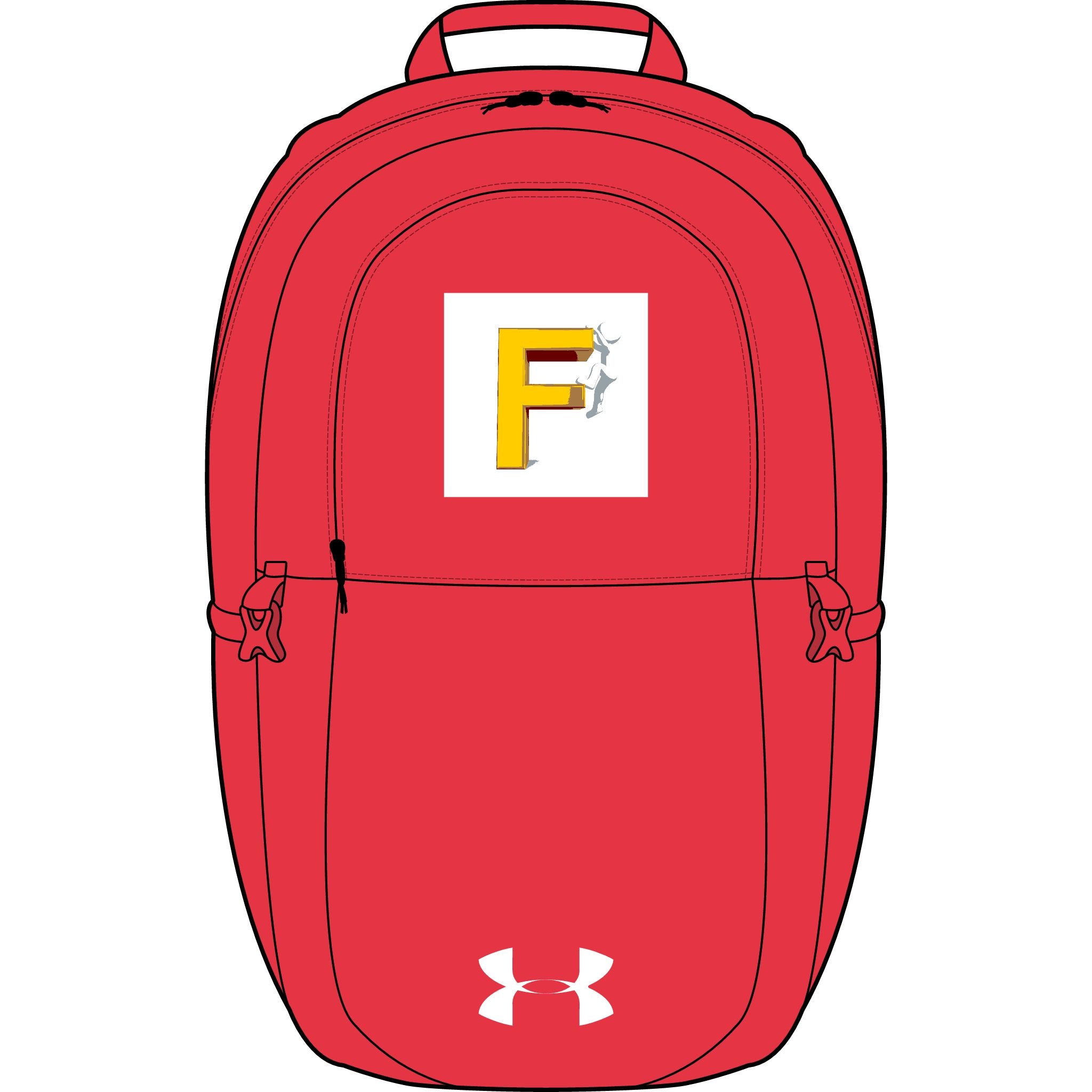 Gelber F-Buchstabe-Logo-Rucksack | Besticktes Initial Under Armour