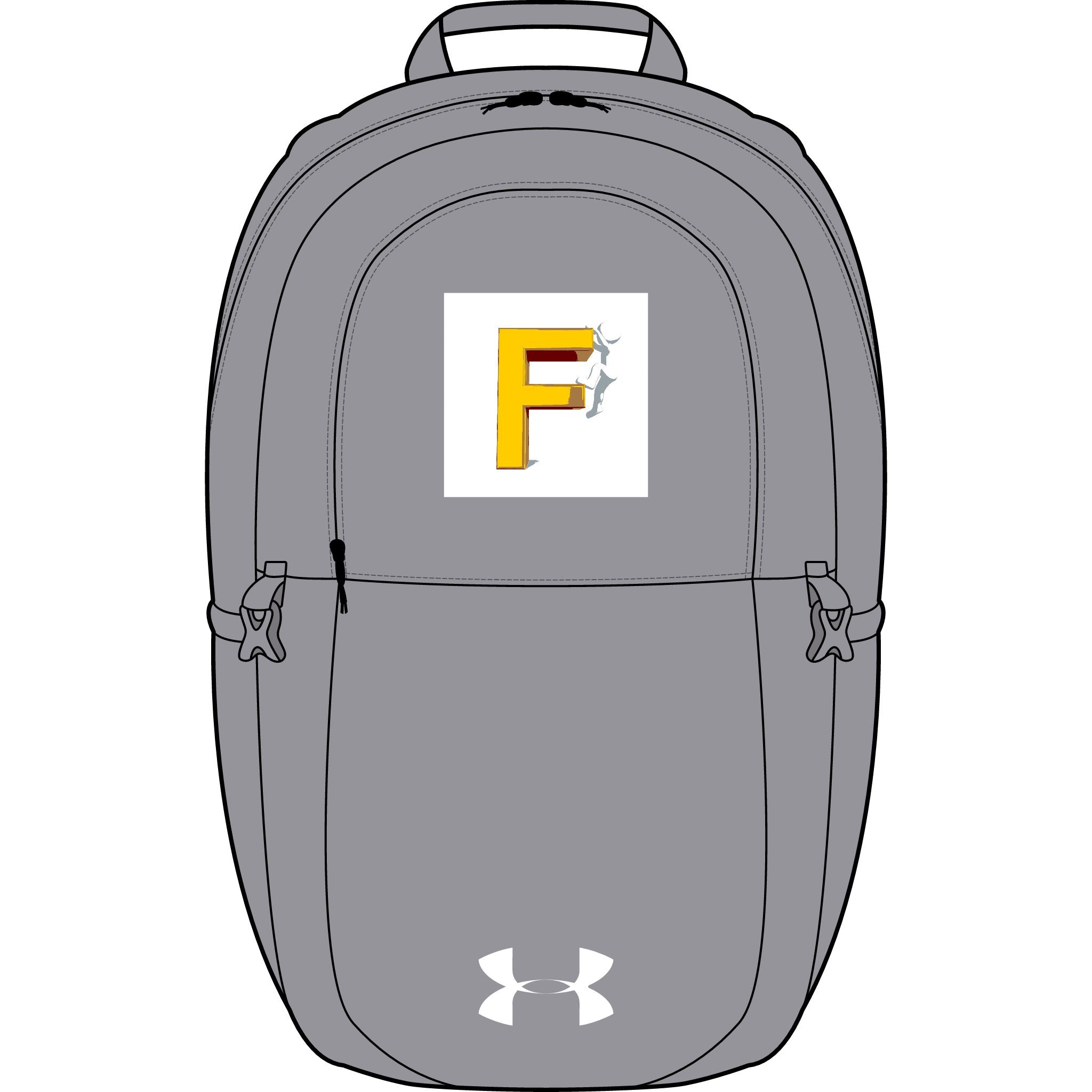 Gelber F-Buchstabe-Logo-Rucksack | Besticktes Initial Under Armour