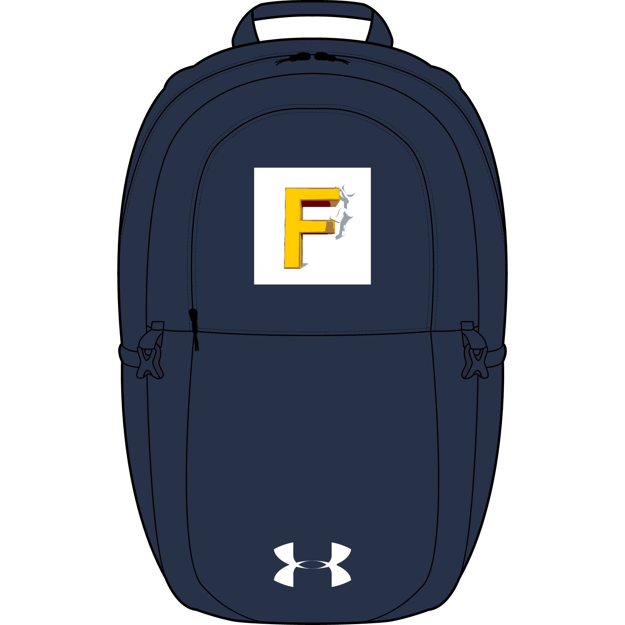 Yellow F Letter Logo Backpack | Embroidered Initial Under Armour