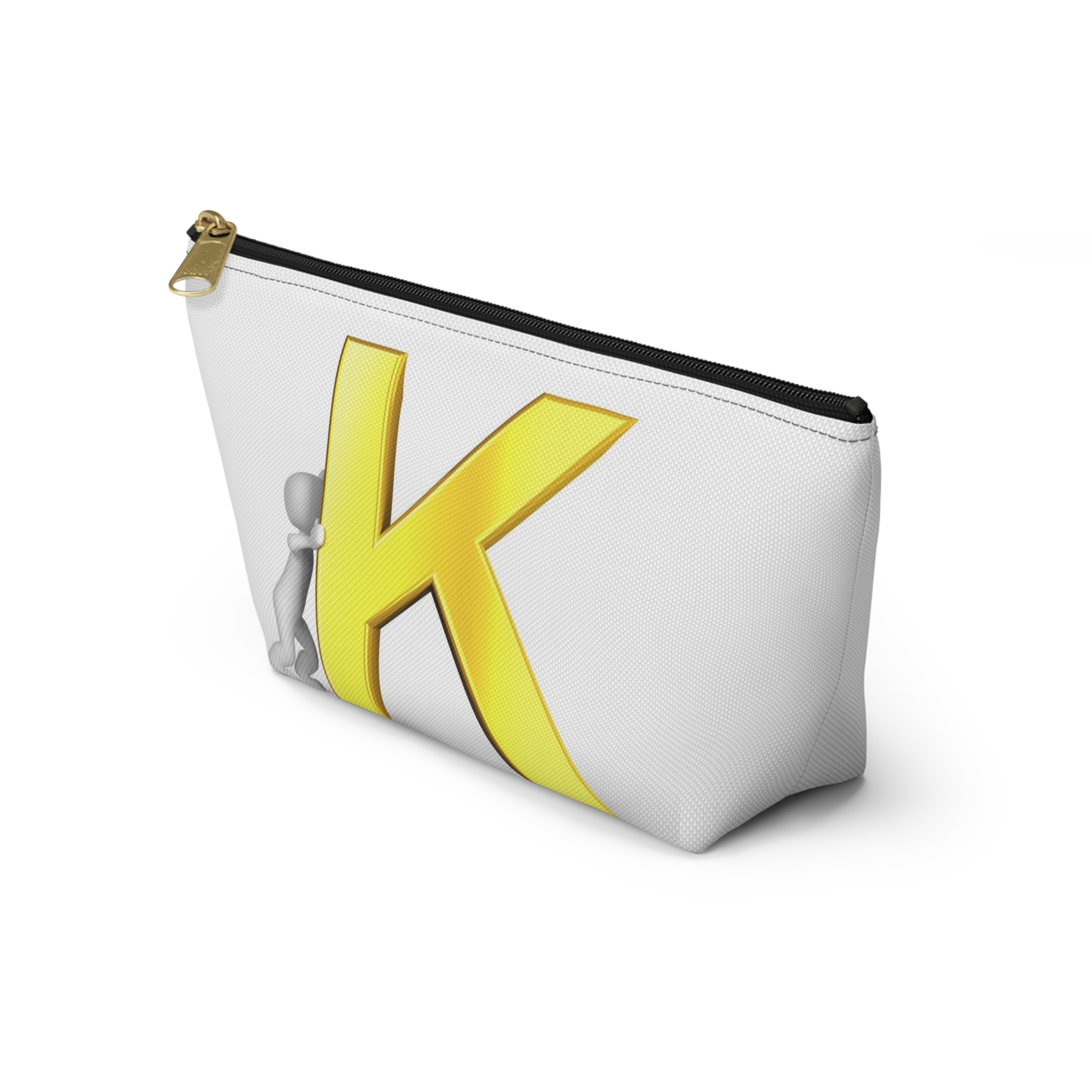 Yellow Letter K Monogram Accessory Pouch | Initial K Makeup Bag