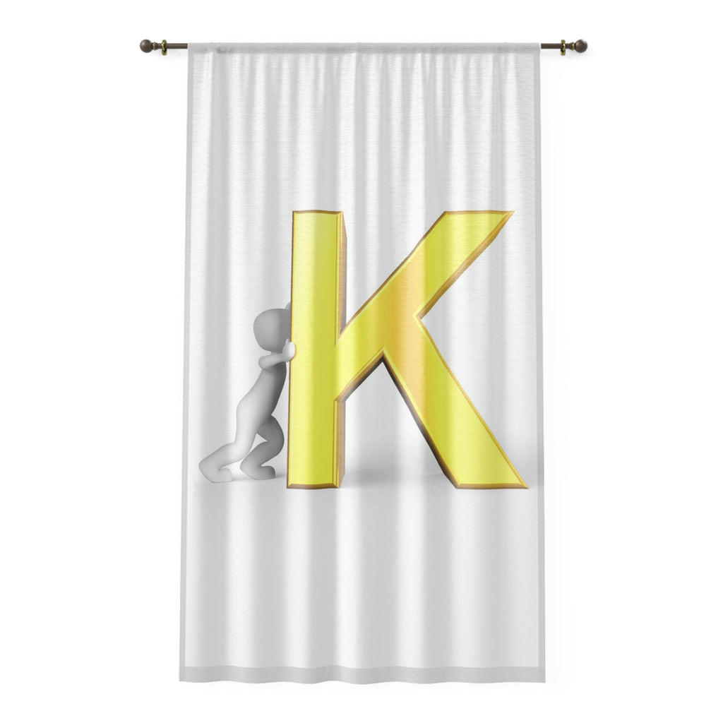 Gold Letter K design Window Curtain | Initial monogram curtain
