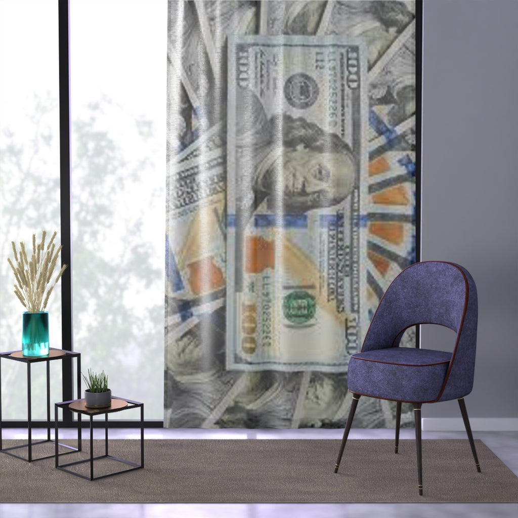 US Dollar Money Print Window Curtain | Cash Pattern, Benjamin Franklin Design