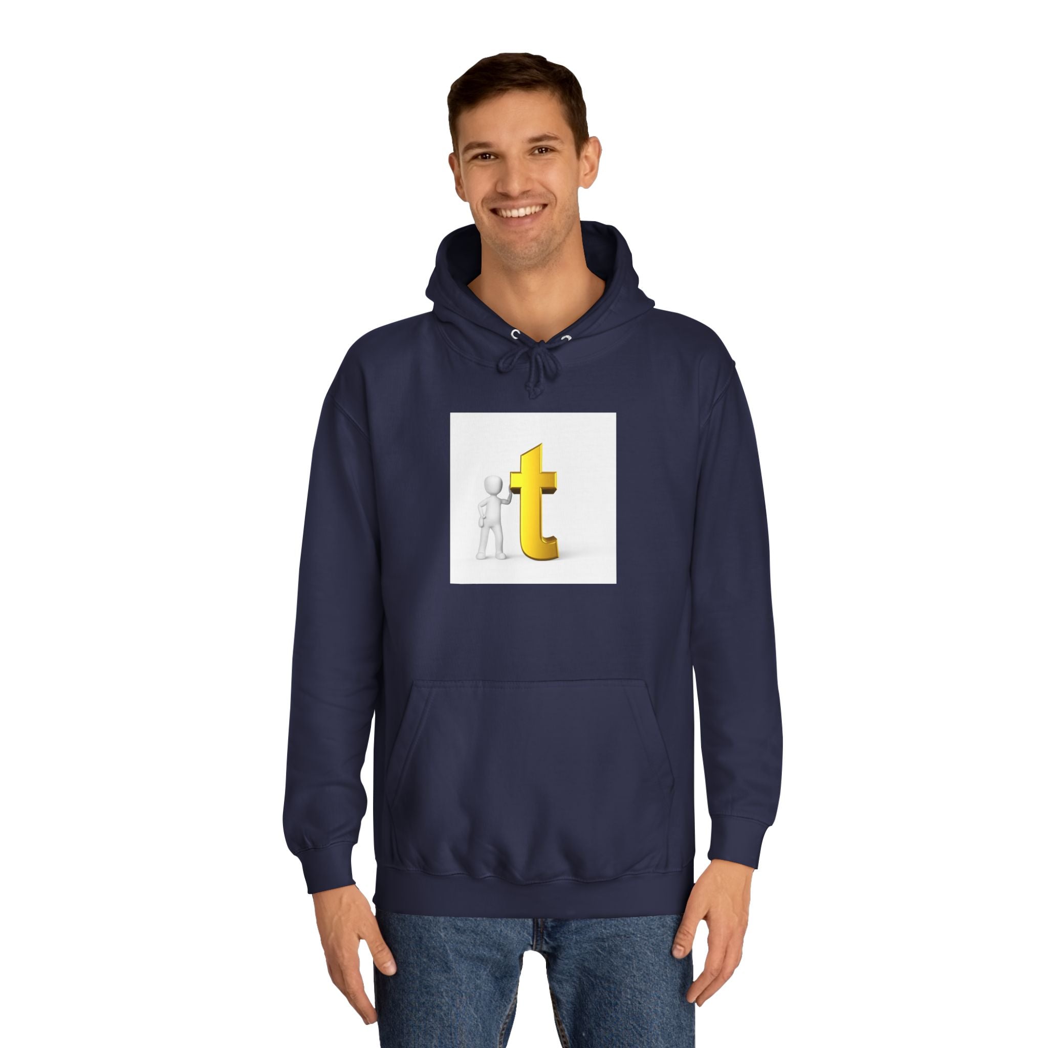 3D Gold Letter T Hoodie | Minimal Letterman Initial Sweatshirt