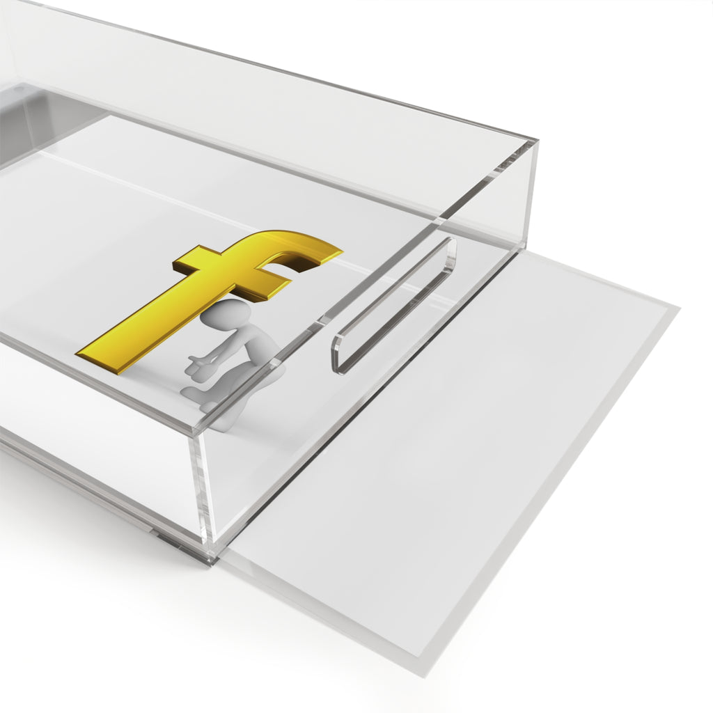 3D Gold Letter F Illustration Acrylic Serving Tray | Icon Decor