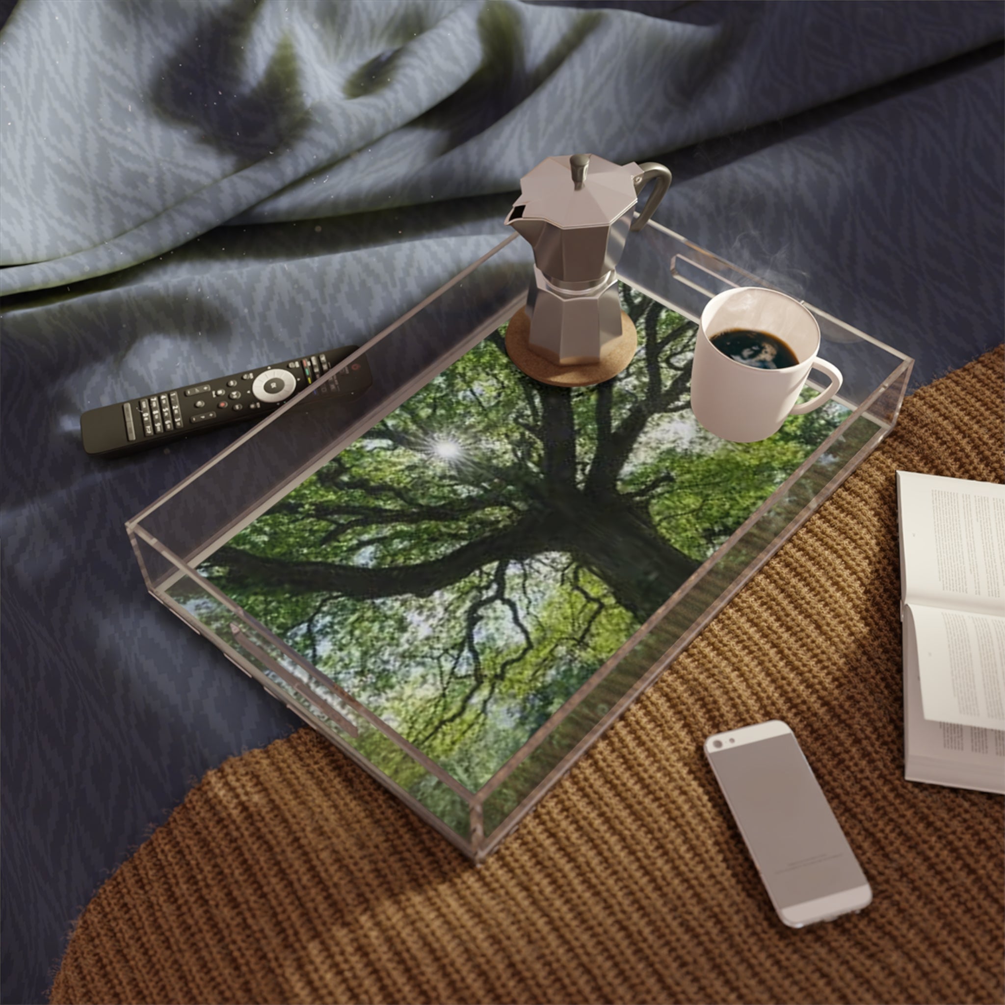 Sunlight Through Oak Tree Acrylic Serving Tray | Nature Landscape