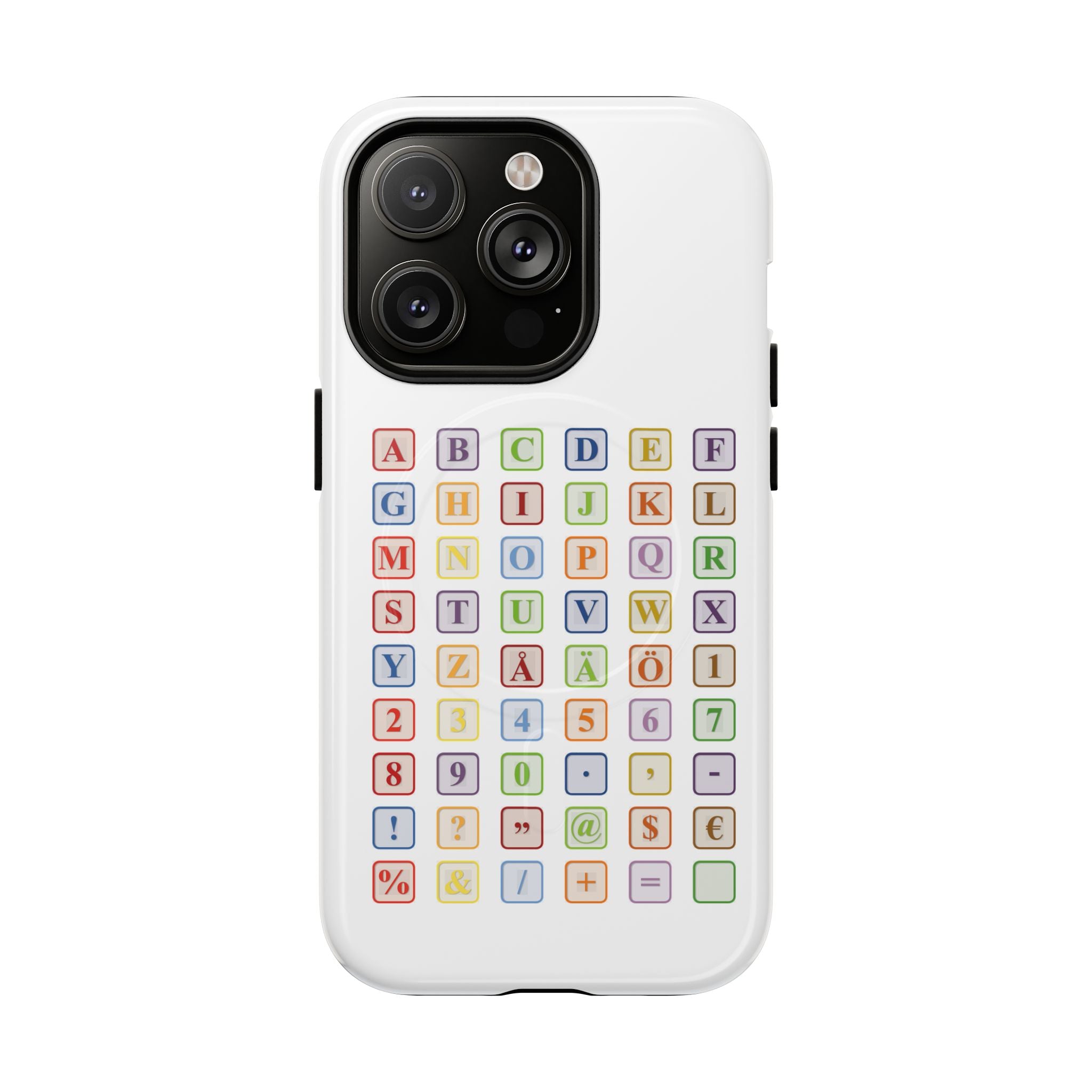Coque de téléphone Alphabet Blocks | Coque magnétique résistante, grille de lettres colorées